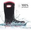 imageHISEA Women Mud Boots Mid Calf Neoprene Rubber Boots with Pull on Handle Insulated Barn Boots Womens Waterproof Rain Boots Garden Shoes Womens Rainboots for Farm Gardening Hiking Hunting FishingBlack