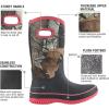 imageHISEA Women Mud Boots Mid Calf Neoprene Rubber Boots with Pull on Handle Insulated Barn Boots Womens Waterproof Rain Boots Garden Shoes Womens Rainboots for Farm Gardening Hiking Hunting FishingCamo