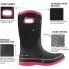 imageHISEA Women Mud Boots Mid Calf Neoprene Rubber Boots with Pull on Handle Insulated Barn Boots Womens Waterproof Rain Boots Garden Shoes Womens Rainboots for Farm Gardening Hiking Hunting FishingBlack