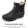 imageHISEA Womens Plush Rain Boots Waterproof Chelsea Rubber Booties Women Ladies Ankle Boots for Winter Spring Garden OutdoorBlack