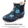 imageHISEA Womens Plush Rain Boots Waterproof Chelsea Rubber Booties Women Ladies Ankle Boots for Winter Spring Garden OutdoorBlue Flower