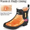 imageHISEA Womens Plush Rain Boots Waterproof Chelsea Rubber Booties Women Ladies Ankle Boots for Winter Spring Garden OutdoorColorful Flower