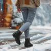 imageHISEA Womens Plush Rain Boots Waterproof Chelsea Rubber Booties Women Ladies Ankle Boots for Winter Spring Garden OutdoorNavy Blue