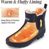 imageHISEA Womens Plush Rain Boots Waterproof Chelsea Rubber Booties Women Ladies Ankle Boots for Winter Spring Garden OutdoorNavy Blue