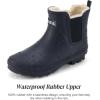 imageHISEA Womens Plush Rain Boots Waterproof Chelsea Rubber Booties Women Ladies Ankle Boots for Winter Spring Garden OutdoorNavy Blue
