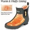 imageHISEA Womens Plush Rain Boots Waterproof Chelsea Rubber Booties Women Ladies Ankle Boots for Winter Spring Garden OutdoorOlive Green