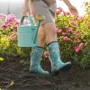 imageHISEA Womens Rain Boots Waterproof Mid Calf Garden Boots for WomenBlue Bee