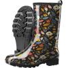 imageHISEA Womens Rain Boots Waterproof Mid Calf Garden Boots for WomenColorful Flower