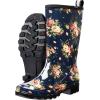 imageHISEA Womens Rain Boots Waterproof Mid Calf Garden Boots for WomenFloral Navy