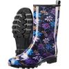 imageHISEA Womens Rain Boots Waterproof Mid Calf Garden Boots for WomenPurple Floral
