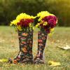 imageHISEA Womens Rain Boots Waterproof Mid Calf Garden Boots for WomenSunflower