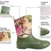 imageHISEA Womens Rubber Garden Boots Waterproof Insulated Yard Gardening Shoes Mid Height for Mud Working OutdoorGreen