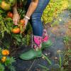 imageHISEA Womens Rubber Garden Boots Waterproof Insulated Yard Gardening Shoes Mid Height for Mud Working OutdoorGreen