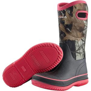 imageHISEA Women Mud Boots Mid Calf Neoprene Rubber Boots with Pull on Handle Insulated Barn Boots Womens Waterproof Rain Boots Garden Shoes Womens Rainboots for Farm Gardening Hiking Hunting FishingCamo