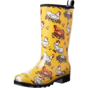 imageHISEA Womens Rain Boots Waterproof Mid Calf Garden Boots for WomenChickens Yellow