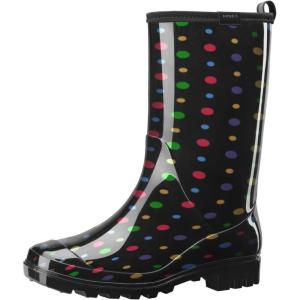 imageHISEA Womens Rain Boots Waterproof Mid Calf Garden Boots for WomenColorful Dot