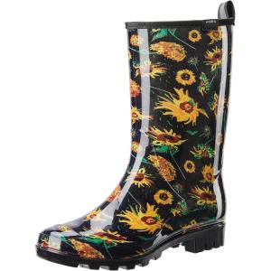 imageHISEA Womens Rain Boots Waterproof Mid Calf Garden Boots for WomenSunflower