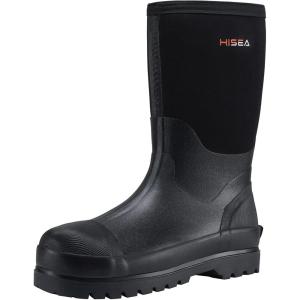 imageHISEA Mens Rain Boots Waterproof Work Boots Insulated Rubber Boot