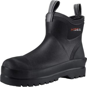 imageHISEA Mens Work Boots Chelsea Rain Boots Waterproof Garden Boots Durable Rain Shoes for Fishing Hunting Mud Working Outdoor