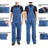 imageHISEA Mens Denim Bib Overalls Mens Overalls Workwear with Adjustable Straps and Convenient Tool PocketsStone Washed Blue