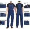 imageHISEA Mens Denim Bib Overalls Mens Overalls Workwear with Adjustable Straps and Convenient Tool PocketsWashed Indigo Blue