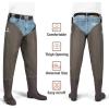 imageHip Waders Waterproof Hip Boots Cleated 2Ply NylonPVC Fishing Hip WaderBrown