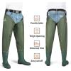 imageHip Waders Waterproof Hip Boots Cleated 2Ply NylonPVC Fishing Hip WaderGreen