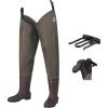 imageHip Waders Waterproof Hip Boots Cleated 2Ply NylonPVC Fishing Hip WaderBrown