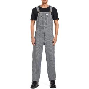 imageHISEA Mens Denim Bib Overalls Mens Overalls Workwear with Adjustable Straps and Convenient Tool PocketsHickory Stripe