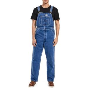 imageHISEA Mens Denim Bib Overalls Mens Overalls Workwear with Adjustable Straps and Convenient Tool PocketsStone Washed Blue