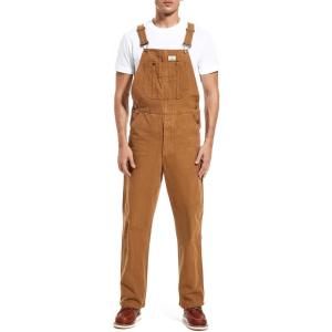 imageHISEA Mens Denim Bib Overalls Mens Overalls Workwear with Adjustable Straps and Convenient Tool PocketsWashed Brown Duck
