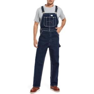 imageHISEA Mens Denim Bib Overalls Mens Overalls Workwear with Adjustable Straps and Convenient Tool PocketsWashed Dark Indigo