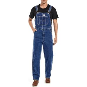 imageHISEA Mens Denim Bib Overalls Mens Overalls Workwear with Adjustable Straps and Convenient Tool PocketsWashed Indigo Blue