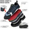 imageHISEA Mens Composite Toe Work Shoes Comfortable Safety Hiking ShoesBreathable and SlipResistant Outdoor Trekking and Trail Sneakers Navy Blue Size 95