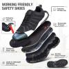 imageHISEA Steel Toe Shoes for Men Breathable and Comfortable Safety Work ShoesSlip Resistant Industrial ampamp Construction Work Sneakers Black Size 10