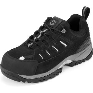 imageHISEA Mens Composite Toe Work Shoes Comfortable Safety Hiking Shoes for Men Breathable and SlipResistant Outdoor Sneakers Black Size 10