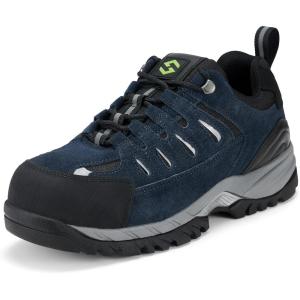imageHISEA Mens Composite Toe Work Shoes Comfortable Safety Hiking ShoesBreathable and SlipResistant Outdoor Trekking and Trail Sneakers Navy Blue Size 95