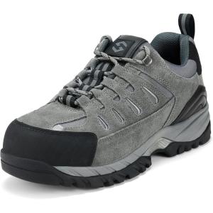 imageHISEA Mens Composite Toe Work ShoesComfortable Safety Hiking Shoes for Men Breathable and SlipResistant Outdoor Sneakers Gray Size 10