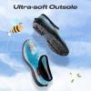 imageHISEA Waterproof Garden Shoe for Women Outdoor SlipOn Rain Footwear Rubber Rain Shoes Short Ankle Booties Garden Clogs with Comfort InsoleBee Print Light Blue