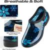 imageHISEA Waterproof Garden Shoe for Women Outdoor SlipOn Rain Footwear Rubber Rain Shoes Short Ankle Booties Garden Clogs with Comfort InsoleBlue Flower