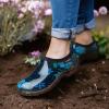 imageHISEA Waterproof Garden Shoe for Women Outdoor SlipOn Rain Footwear Rubber Rain Shoes Short Ankle Booties Garden Clogs with Comfort InsoleBlue Flower