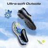 imageHISEA Waterproof Garden Shoe for Women Outdoor SlipOn Rain Footwear Rubber Rain Shoes Short Ankle Booties Garden Clogs with Comfort InsoleFlower Print Green