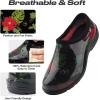 imageHISEA Waterproof Garden Shoe for Women Outdoor SlipOn Rain Footwear Rubber Rain Shoes Short Ankle Booties Garden Clogs with Comfort InsoleMidsummer Black