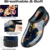 imageHISEA Waterproof Garden Shoe for Women Outdoor SlipOn Rain Footwear Rubber Rain Shoes Short Ankle Booties Garden Clogs with Comfort InsoleNavy Flower