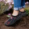 imageHISEA Waterproof Garden Shoe for Women Outdoor SlipOn Rain Footwear Rubber Rain Shoes Short Ankle Booties Garden Clogs with Comfort InsolePlaid Navy