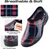 imageHISEA Waterproof Garden Shoe for Women Outdoor SlipOn Rain Footwear Rubber Rain Shoes Short Ankle Booties Garden Clogs with Comfort InsolePlaid Navy