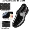 imageHISEA Waterproof Garden Shoe for Women Outdoor SlipOn Rain Footwear Rubber Rain Shoes Short Ankle Booties Garden Clogs with Comfort InsolePolka Dot Print Black and White