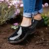 imageHISEA Waterproof Garden Shoe for Women Outdoor SlipOn Rain Footwear Rubber Rain Shoes Short Ankle Booties Garden Clogs with Comfort InsolePolka Dot Print Black and White