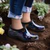 imageHISEA Waterproof Garden Shoe for Women Outdoor SlipOn Rain Footwear Rubber Rain Shoes Short Ankle Booties Garden Clogs with Comfort InsolePurple Floral