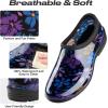 imageHISEA Waterproof Garden Shoe for Women Outdoor SlipOn Rain Footwear Rubber Rain Shoes Short Ankle Booties Garden Clogs with Comfort InsolePurple Floral
